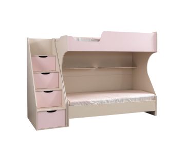 Двуетажно легло за матрак 90/200 см BIANCO PINK