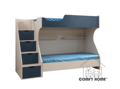 Двуетажно легло за матрак 90/200 см BIANCO BLUE